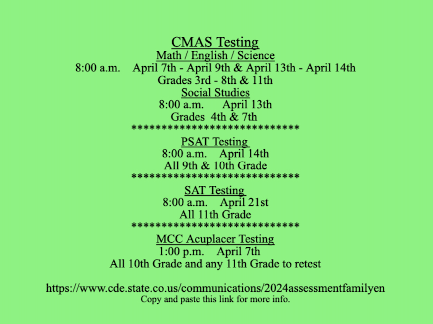 CMAS / PSAT / SAT Testing